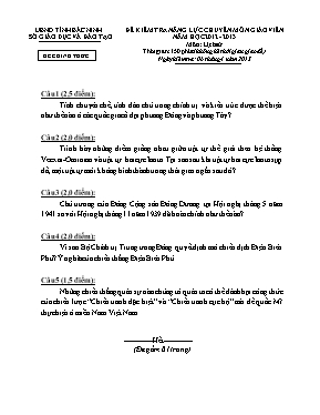 Đề kiểm tra năng lực chuyên môn giáo viên tỉnh Bắc Ninh năm học 2012 - 2013 môn Lịch sử